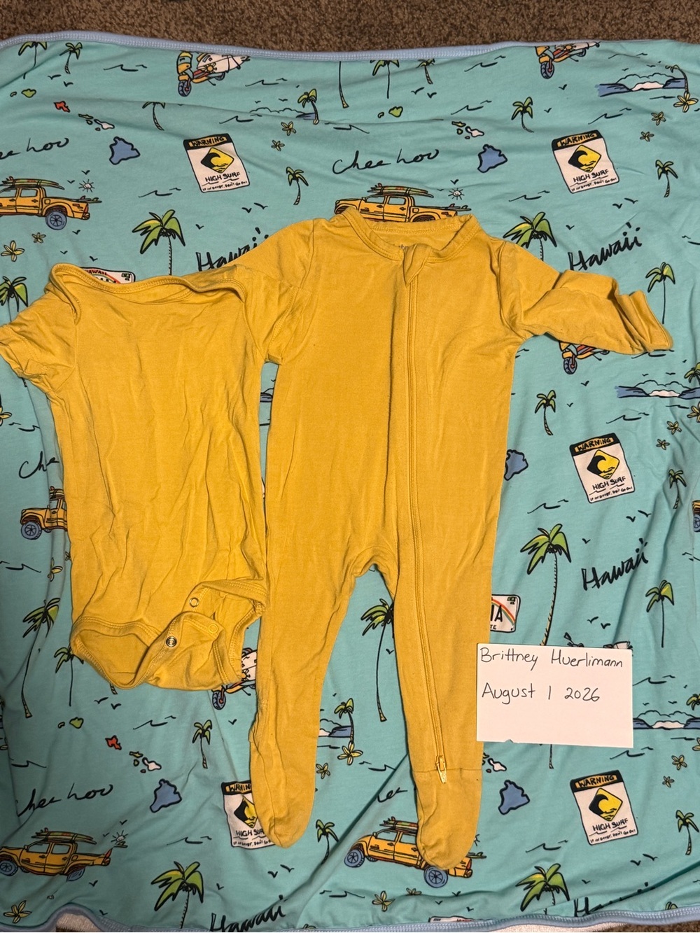 Kyte BABY bamboo Yellow Footed One-Piece with Matching Bodysuit